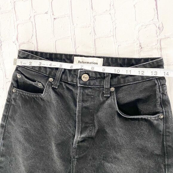 Reformation Denim Skinny French High Rise Button Fly Charcoal Black in Thames 26 - Picture 7 of 11